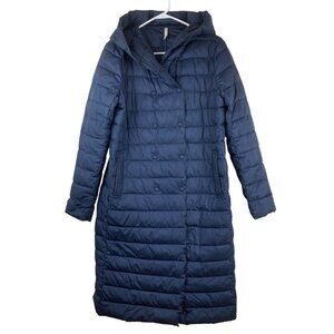 Burton Womens Sz 2XL Blue Long Down Filled Quilted Hooded Puffer Jacket